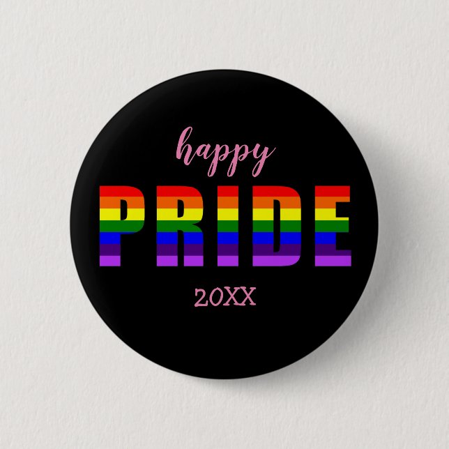 Lycklig Pride 20xx Anpassningsbar Text på Anpassni Knapp (Framsida)