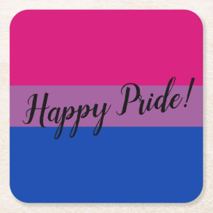 Lycklig Pride Bisexual Flagga Underlägg Papper Kvadrat