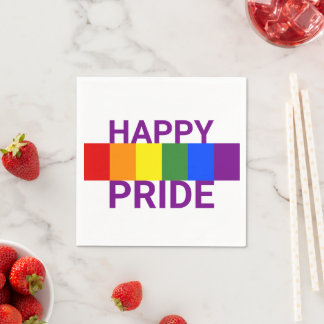 Lycklig Pride Bold Rainbow Flagga Party Pappersservett