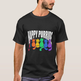Lycklig Pride Cat Lover Cute Kitten Rainbow LGBT Q T Shirt