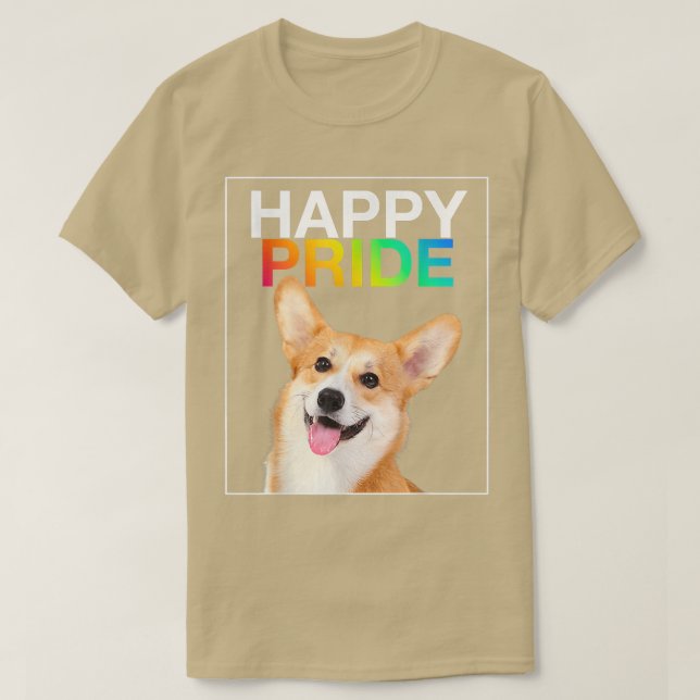 Lycklig Pride Cute Corgi Puppy Hund Smile LGBTQ ju T Shirt (Design framsida)