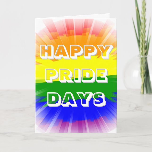 Lycklig Pride Days Bursting Rainbow Flagga Gay pri Kort (Framsida)