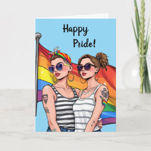 Lycklig Pride LGBTQ Lesbisk Rainbow Flagga Kort