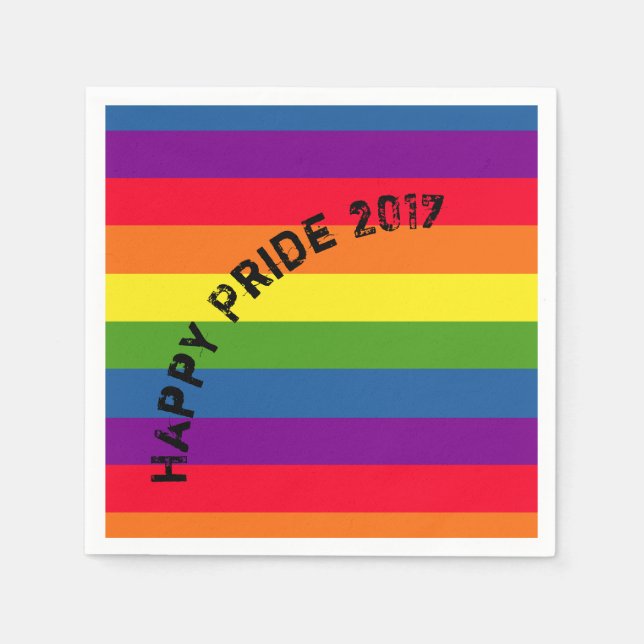 Lycklig Pride LGBTQ Rainbow Firande Anpassningsbar Pappersservett (Framsidan)