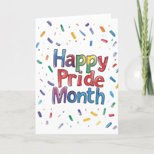 Lycklig Pride, månadsfärgad konfetti Helgkort