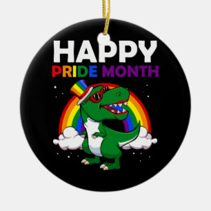 Lycklig Pride Month HBT Q Cute Dinosaur Gay Julgransprydnad Keramik