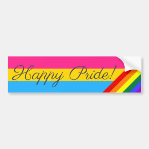 Lycklig Pride Pansexual Bildekal
