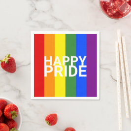 Lycklig Pride Rainbow Flagga Rand Party Pappersservett