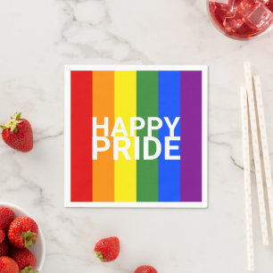 Lycklig Pride Regnbåge Flagga Rand Party Pappersservett