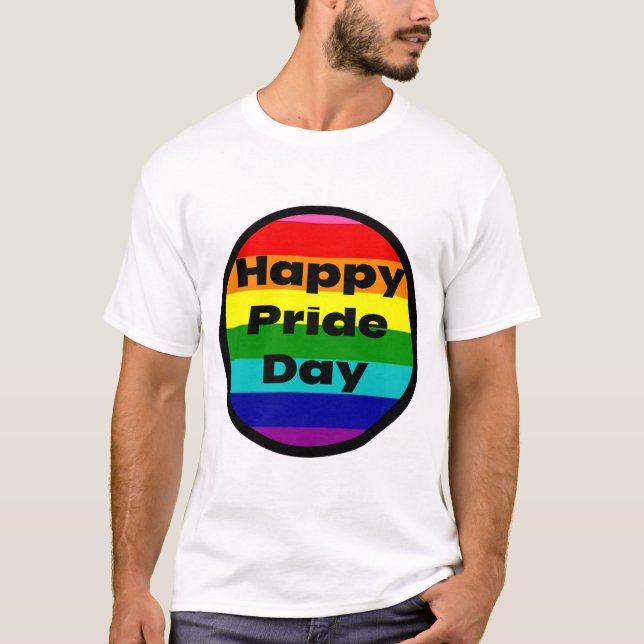Lycklig-Pridets gay-regnbåge T Shirt (Framsida)