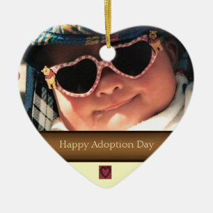 Lycklig prydnad för adoptiondagfoto julgransprydnad keramik
