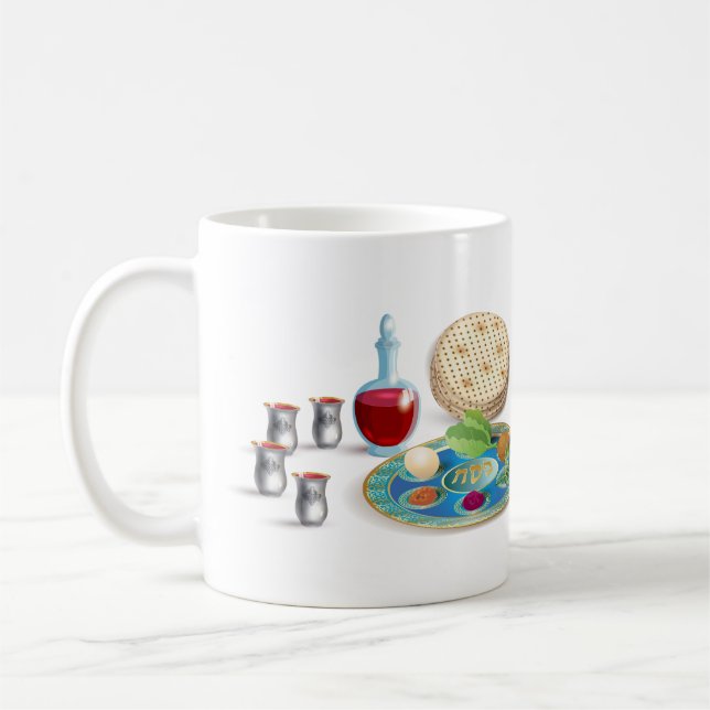 Lycklig Psover Helgdag Pesach Seder Kaffemugg (Vänster)