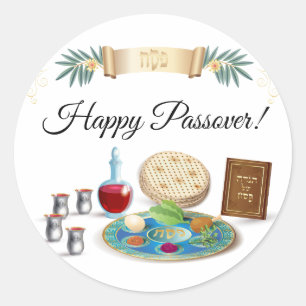 Lycklig Psover Vår Pesach Seder Runt Klistermärke