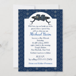 Lycklig Pub Mitzvah 20XX Blue Decorative Investiga Inbjudningar