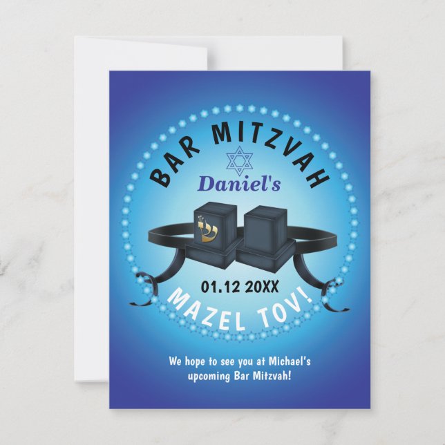 Lycklig Pub Mitzvah 20XX Blue Decorative OSA Kort (Framsida)