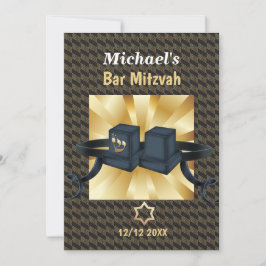 Lycklig Pub Mitzvah 20XX Guld Decorative Inbjudningar