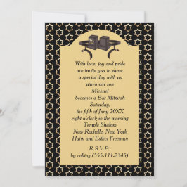 Lycklig Pub Mitzvah 20XX Guld Decorative Investiga Inbjudningar