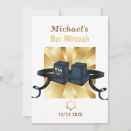 Lycklig Pub Mitzvah 20XX Guld Decorative Investiga Inbjudningar