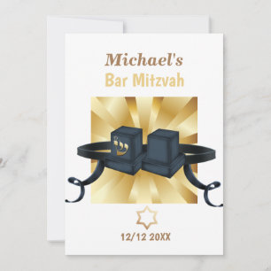 Lycklig Pub Mitzvah 20XX Guld Decorative Investiga Inbjudningar
