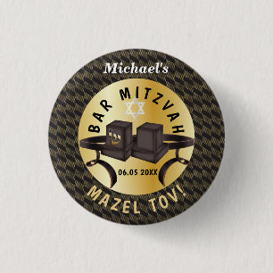 Lycklig Pub Mitzvah 20XX Guld Decorative Knapp