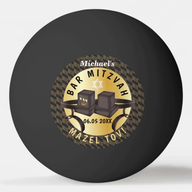 Lycklig Pub Mitzvah 20XX Guld Decorative Pingisboll (Framsidan)