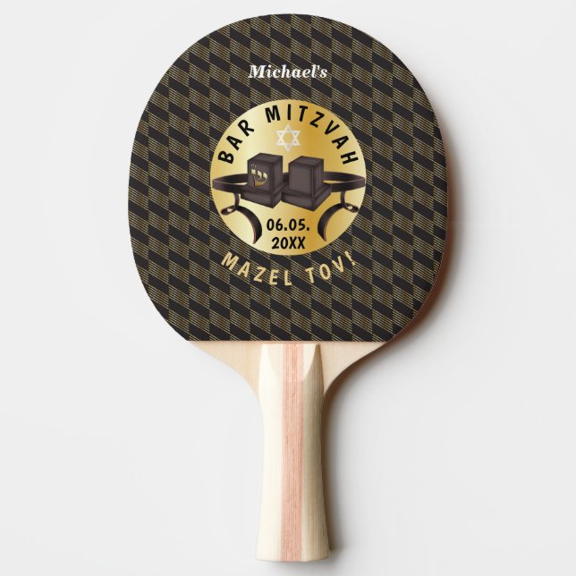 Lycklig Pub Mitzvah 20XX Guld Decorative Pingisracket (Baksidan)