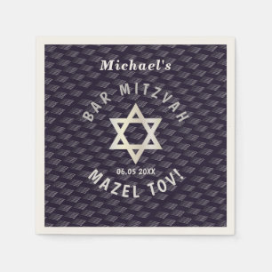Lycklig Pub Mitzvah 20XX marinblått snyggt mönster Pappersservett
