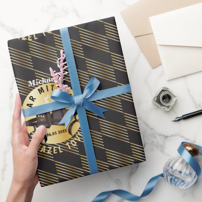Lycklig Pub Mitzvah 20XX Mazel Tov! Guld Modern Presentpapper (Gifting)
