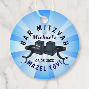 Lycklig Pub Mitzvah 20XX Party Blue Personalize Gåvor Etiketter