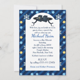 Lycklig Pub Mitzvah 20XX Tefillin Blue Star Modern Inbjudningar