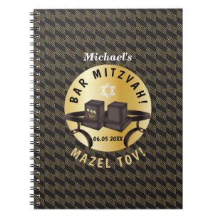 Lycklig Pub Mitzvah 20XX Tefillin Guld Decorative Anteckningsbok