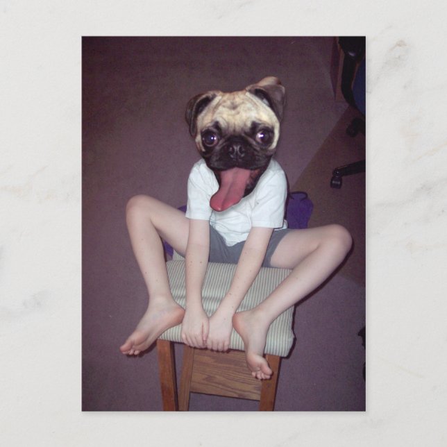 Lycklig puckel unge. vykort (Framsida)