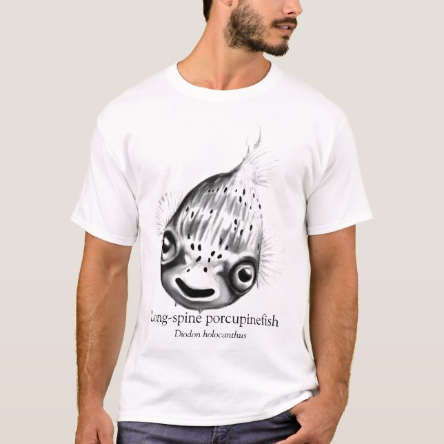 Lycklig Puffer Fish T Shirt (Framsida)