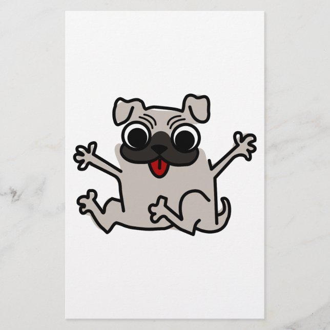 Lycklig Pug Brevpapper (Framsida)