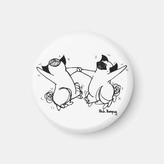 Lycklig Pug Dance Magnet