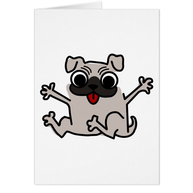 Lycklig Pug Hälsningskort (Framsidan)