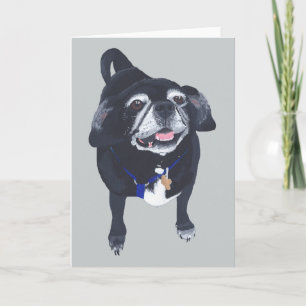 Lycklig Pug Hund-hälsningskort Kort