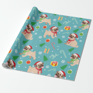 Lycklig Pug jul Mönster Presentpapper