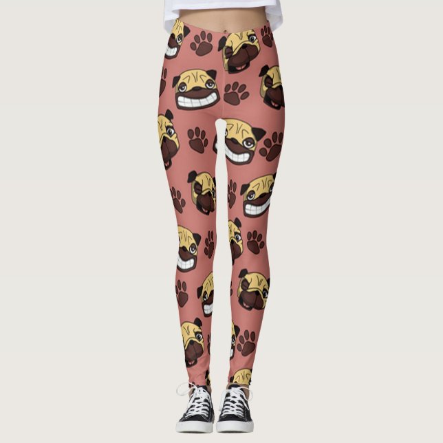Lycklig Pug Leggings (Framsida)