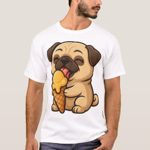 Lycklig pug med glass sommarserie t shirt