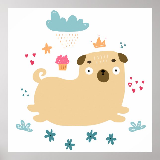 Lycklig Puggy Poster (Framsidan)