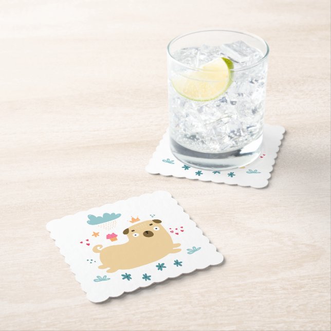 Lycklig Puggy Underläggs Underlägg Papper (Insitu)