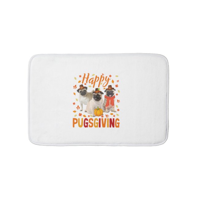 Lycklig Pugsgiving Cute Thanksgiving Pug Hund P Badrumsmatta (Framsidan)