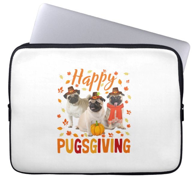 Lycklig Pugsgiving Cute Thanksgiving Pug Hund P Laptop Fodral (Framsidan)