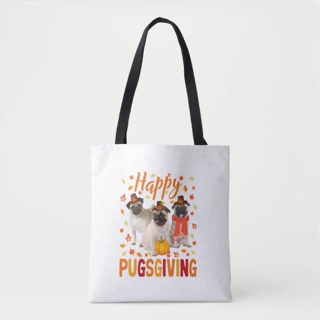 Lycklig Pugsgiving Cute Thanksgiving Pug Hund P Tygkasse (Framsida)