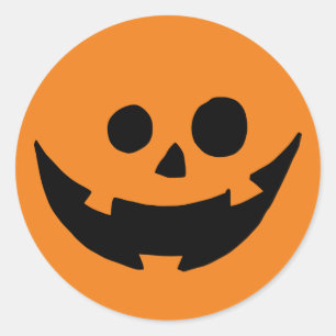 Lycklig Pumpkin Ansikte Runt Klistermärke