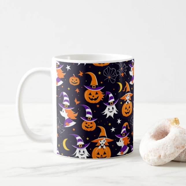 Lycklig Pumpkin Halloween Kaffemugg (Med munk)