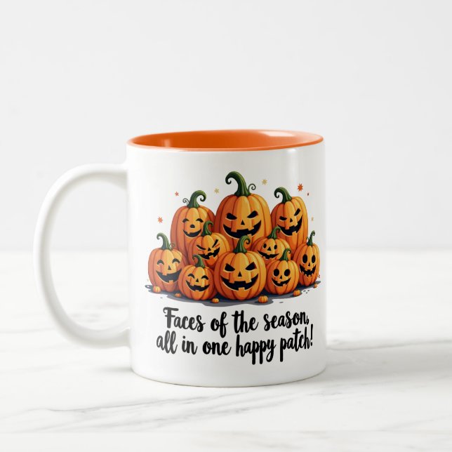 Lycklig Pumpkin Patch Ansikte Två-Tonad Mugg (Vänster)