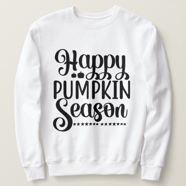 Lycklig Pumpkin Season med Höst löv pumpor Lång Ärmad Tröja (Design framsida)