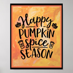 Lycklig Pumpkin Spice Season Cute Fall Poster